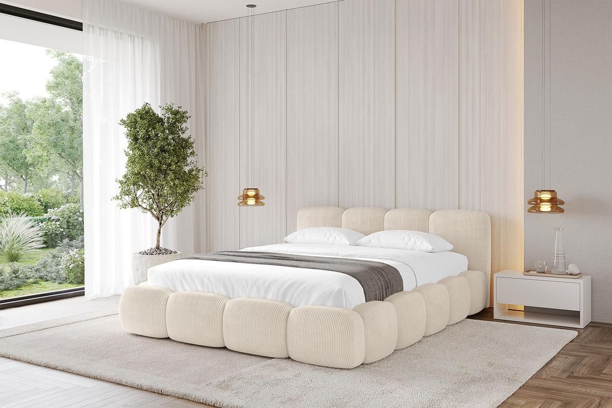 POLSTERBETT mit Bettkasten und Lattenrost, Bett mit Matratze H3/H4 - KALA-v1 160x200 Beige - Beige, Holzwerkstoff/Textil (160/200cm) - ALTDECOR