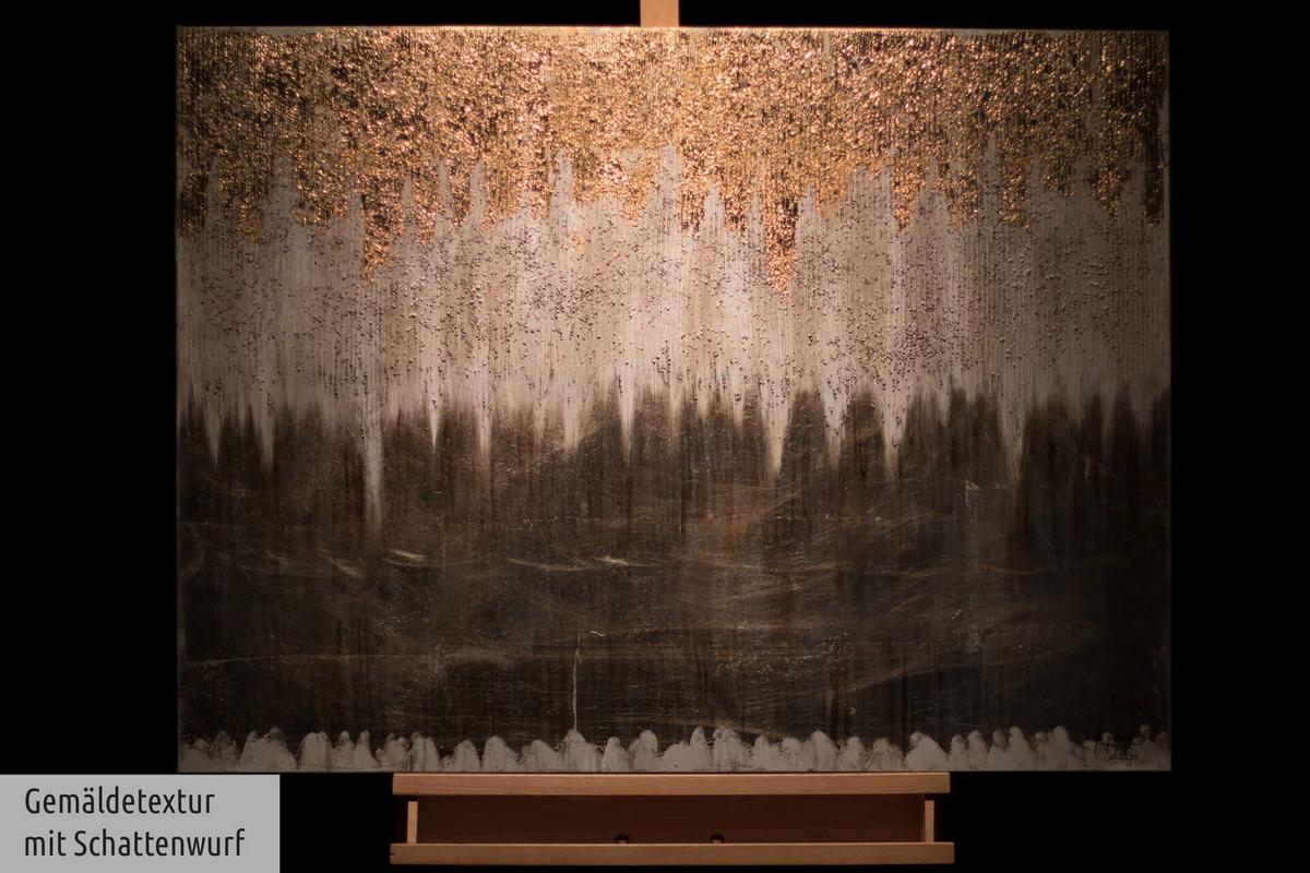 ACRYLBILD HANDGEMALT 100/75 cm - Goldfarben, Holz/Textil (100/75cm) - KUNSTLOFT