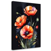 LEINWANDBILD, Rote Feldmohnblumen - Rot, Textil (30/45cm) - Feeby