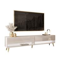 LOWBOARD TV-Schrank CALANTE 180 cm auf schrägen goldenen Chrom-Beinen - Beige/Goldfarben, Holzwerkstoff/Metall (180/43/35cm) - Lookway