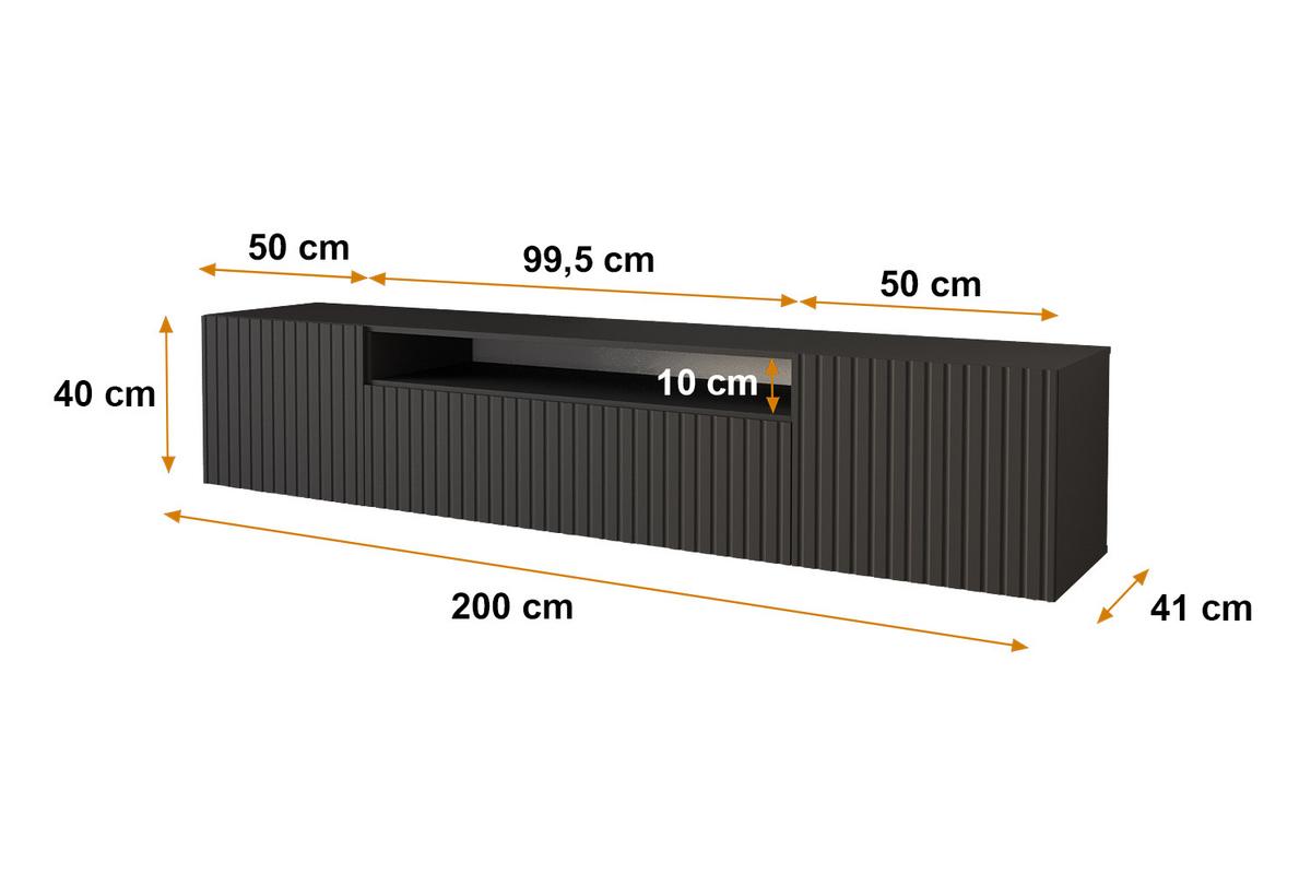 LOWBOARD KITO-W 200x40x41 cm - Schwarz - Schwarz, Holzwerkstoff (200/40/41cm) - ALTDECOR