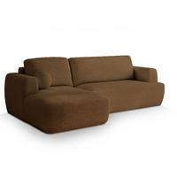 ECKSOFA SENTI N L-S Braun Boucle-Stoff mit Schlaffunktion - Schwarz/Braun, Holz/Kunststoff (246/148cm) - MASSENO