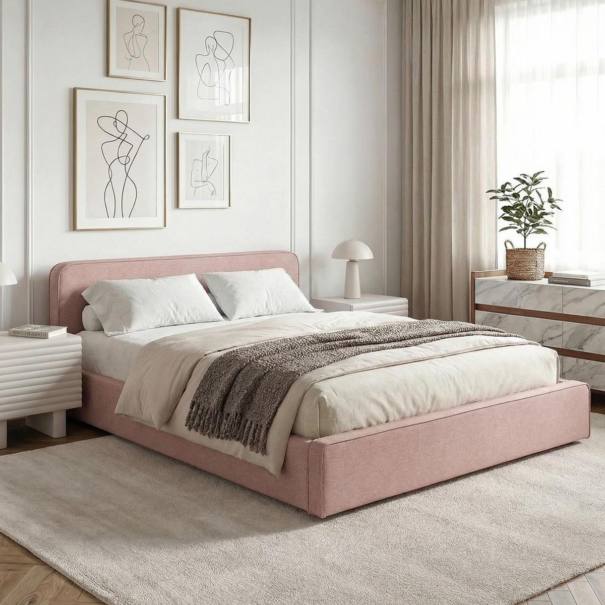 POLSTERBETT MARINI 140X200 CM - Altrosa, Textil (140/200cm) - IDIMEX