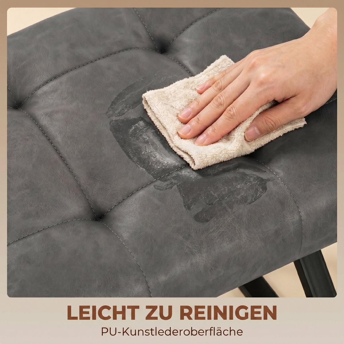 SCHUHBANK Kunstleder Kohlenstoffstahl Dunkelgrau - Dunkelgrau/Schwarz, Kunststoff/Textil (112/47/37cm) - HOMCOM