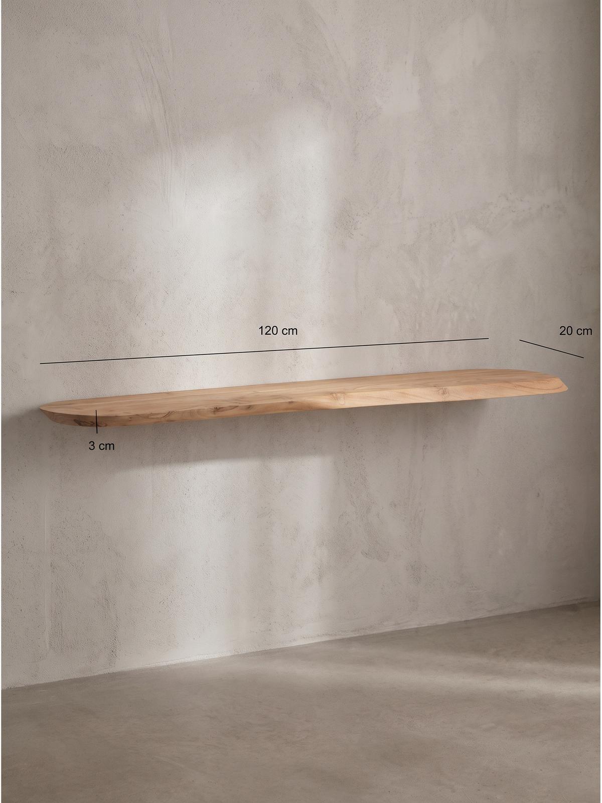 WANDREGAL ARANDA, Akazie Massivholz, handgefertigt, 120 x 20 x 3 cm - Akaziefarben, Holz (120/3/20cm) - KADIMA DESIGN