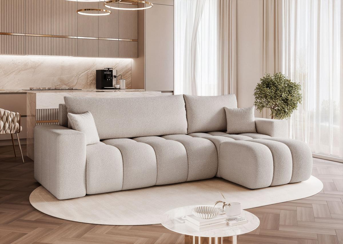 ECKSOFA OFI mit Schlaffunktion und Bettkasten Hellgrau - Hellgrau, Holzwerkstoff/Kunststoff (248/145cm) - Idohome