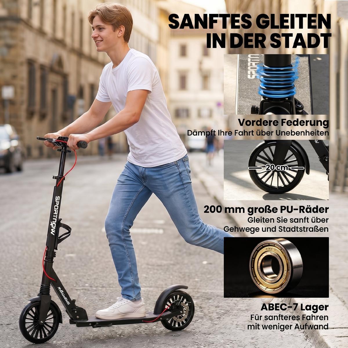 TRETROLLER Aluminium PU Schwarz - Schwarz, Metall (91/39/100cm) - SPORTNOW