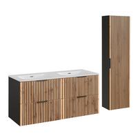 BADMÖBEL 120.4cm Gaia 2er-Set Holz in Eichenoptik und Schwarz - Schwarz, Holzwerkstoff (120.4/57/46cm) - Petits-meubles