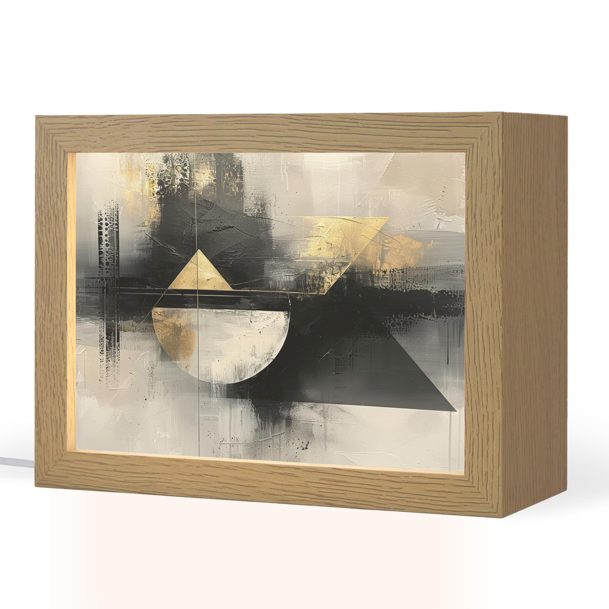 TISCHLEUCHTE Abstrakt - Schwarz - Farbe - Modern 20x15 cm - Birkefarben, Holzwerkstoff (8/20/15cm) - OnlyWow