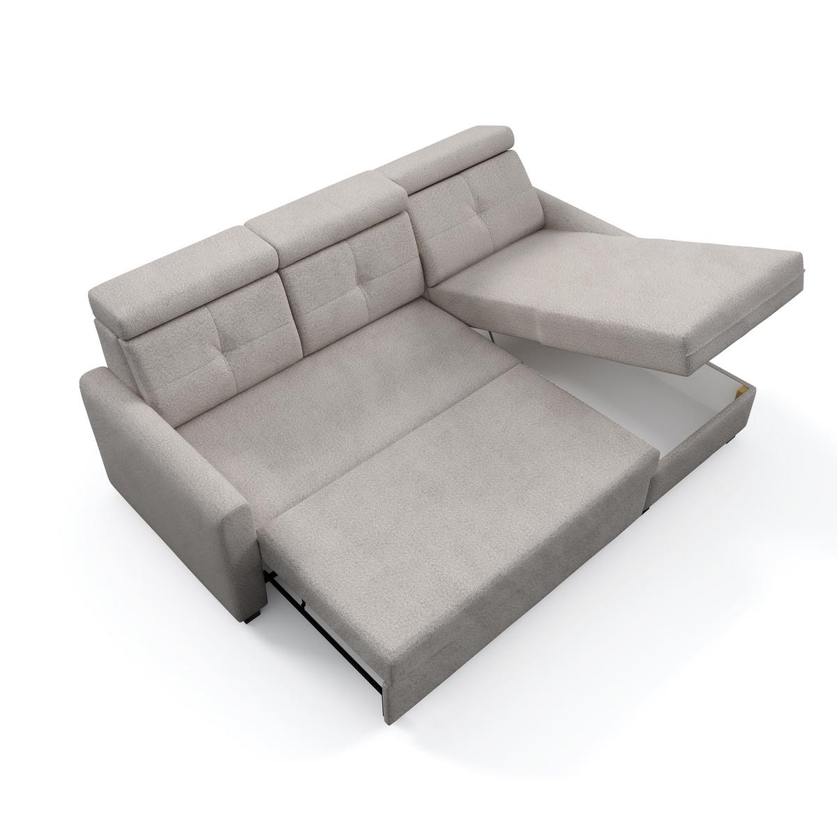 ECKSCHLAFSOFA Milano, Beige, rechts - Beige/Schwarz, Textil (217/166cm) - Beautysofa
