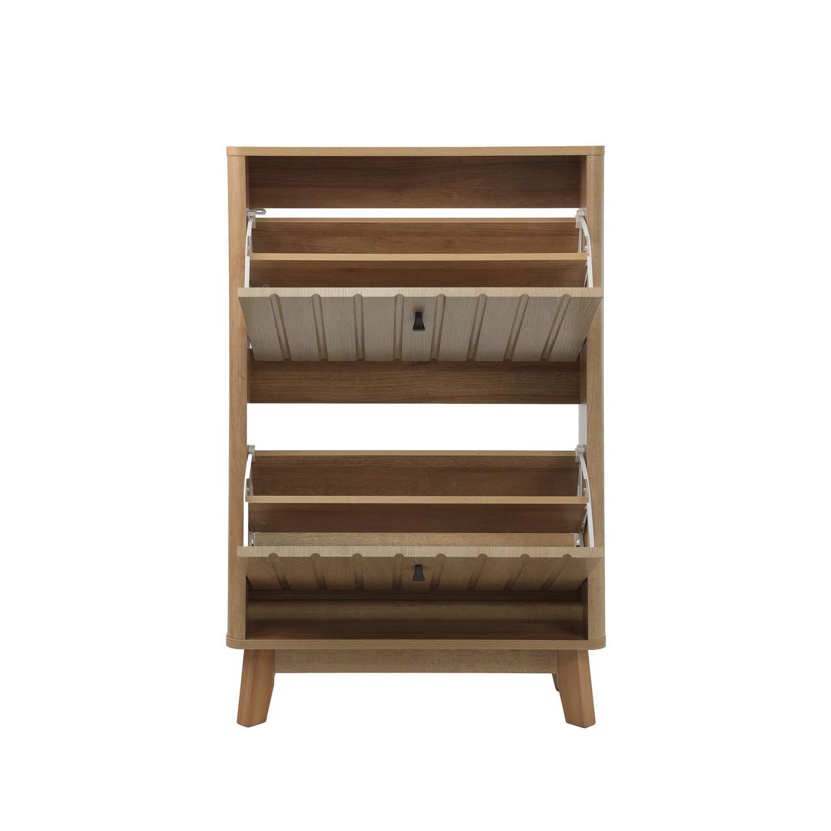 SCHUHESCHRANK Eichenfarben Mit Kippfach & Schranktür Mid-Century - Eichefarben, Holzwerkstoff (60/94/24cm) - Urban Meuble