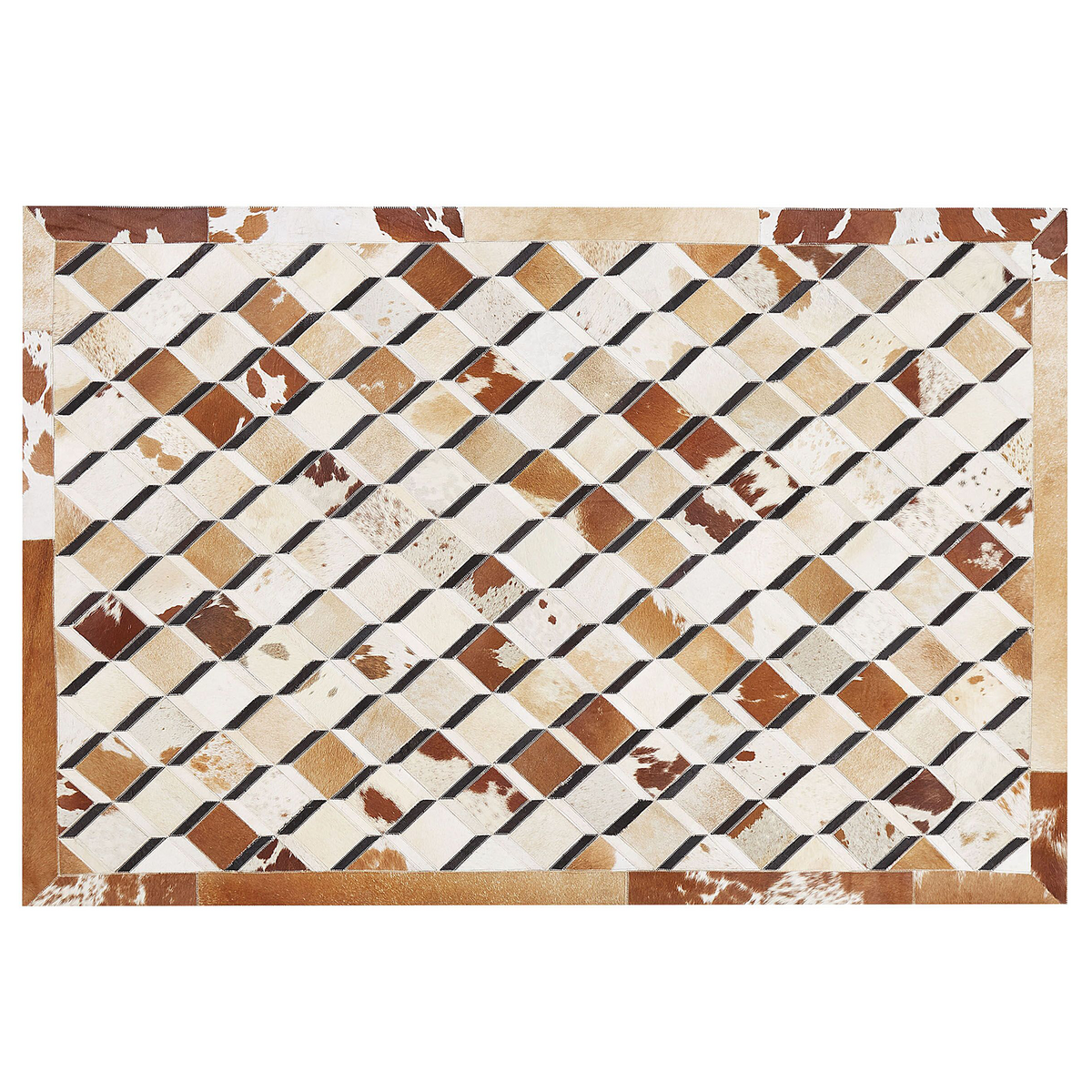PATCHWORK-TEPPICH Serinova 200/140 cm - Braun, Fell (140/200cm) - Beliani
