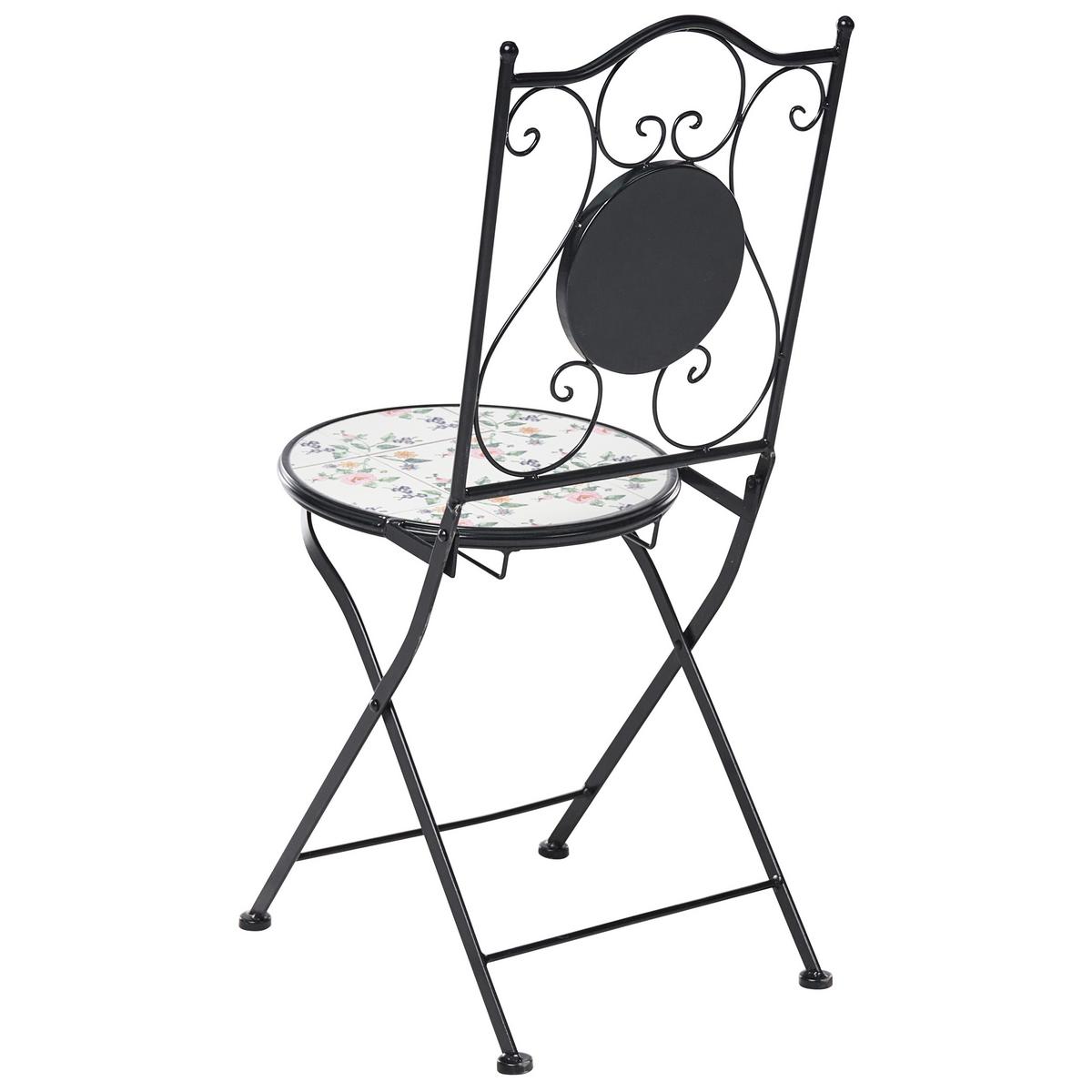 GARTENSTUHL 2er-Set Metall Schwarz Collio - Weiß, Metall (40/90/45cm) - Beliani