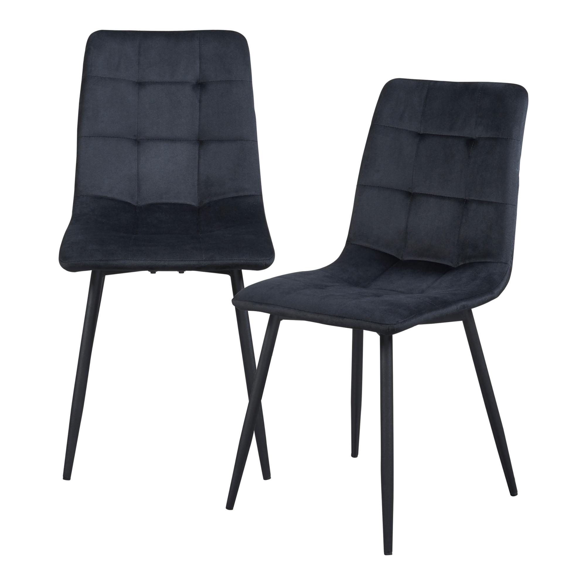 ESSZIMMERSTUHL-SET 2 TLG. Lexnitz - Schwarz, Textil/Metall (44/89/45cm) - [en.casa]