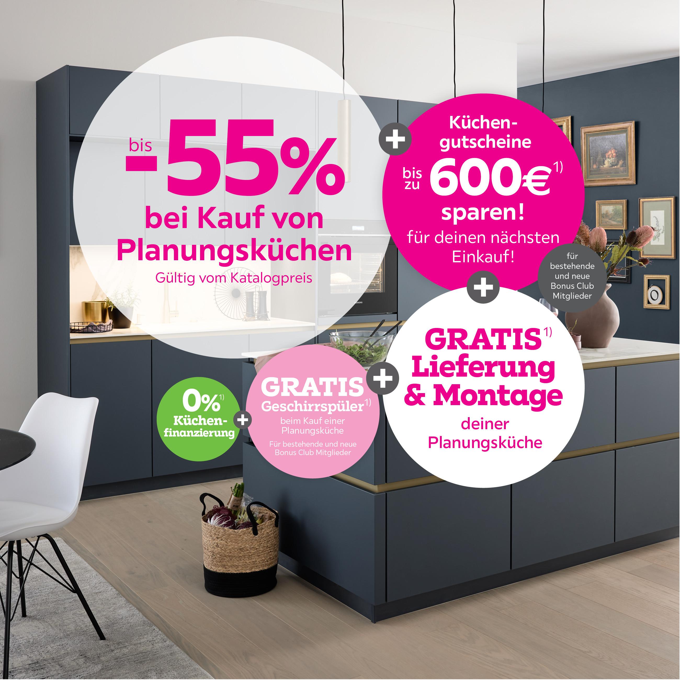 bis -55% bei Kauf von Planungsküchen