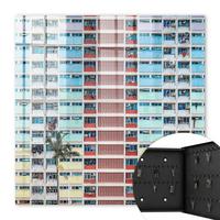 SCHLÜSSELBOX Schwarz 30x30 cm- Türöffnung nach rechts - Farbenfrohe Architektur - Rot, Metall (30/30/5cm) - TULUP