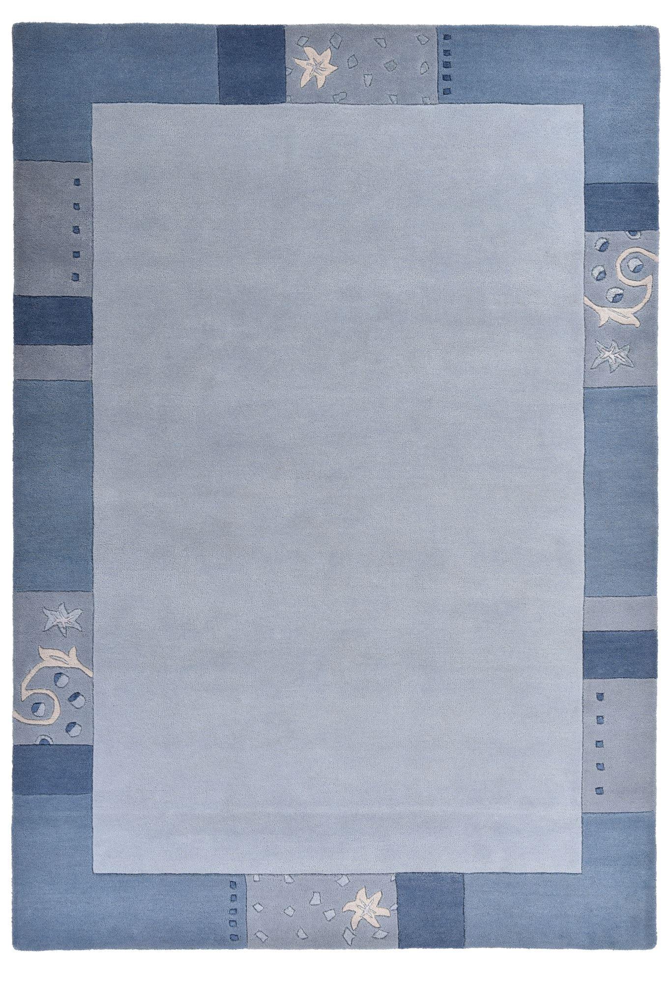 HANDTUFTTEPPICH Royal Ganges 70x140 cm - Hellblau, Textil (70/140cm) - THEKO