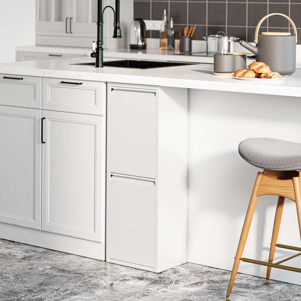 MÜLLTRENNSCHRANK Sollentuna - Weiß, Kunststoff/Metall (33/93/25cm) - [en.casa]