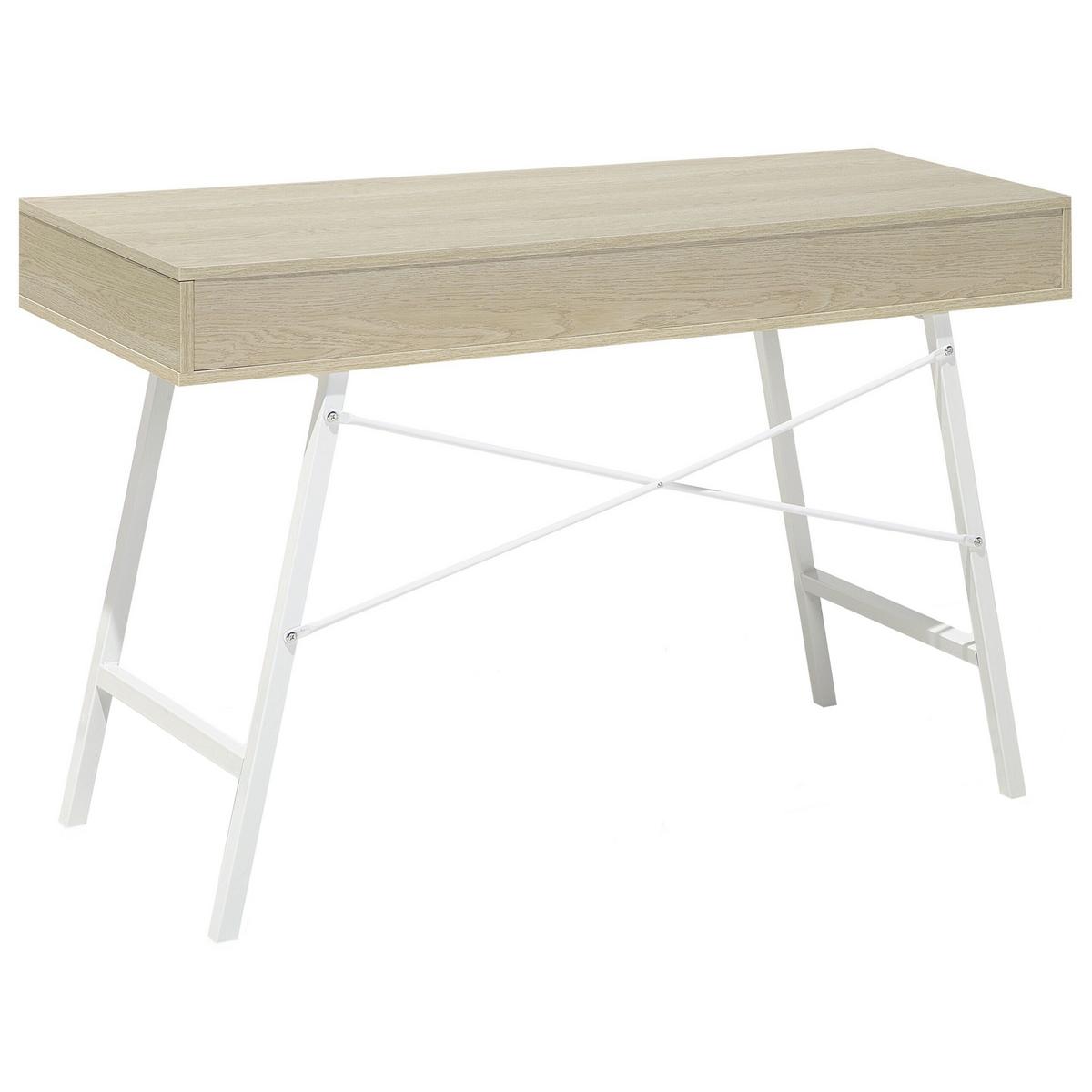SCHREIBTISCH heller Holzfarbton/weiß 120/48/77 cm Clarita - Hellgrau, Holzwerkstoff (120/72/77cm) - Beliani