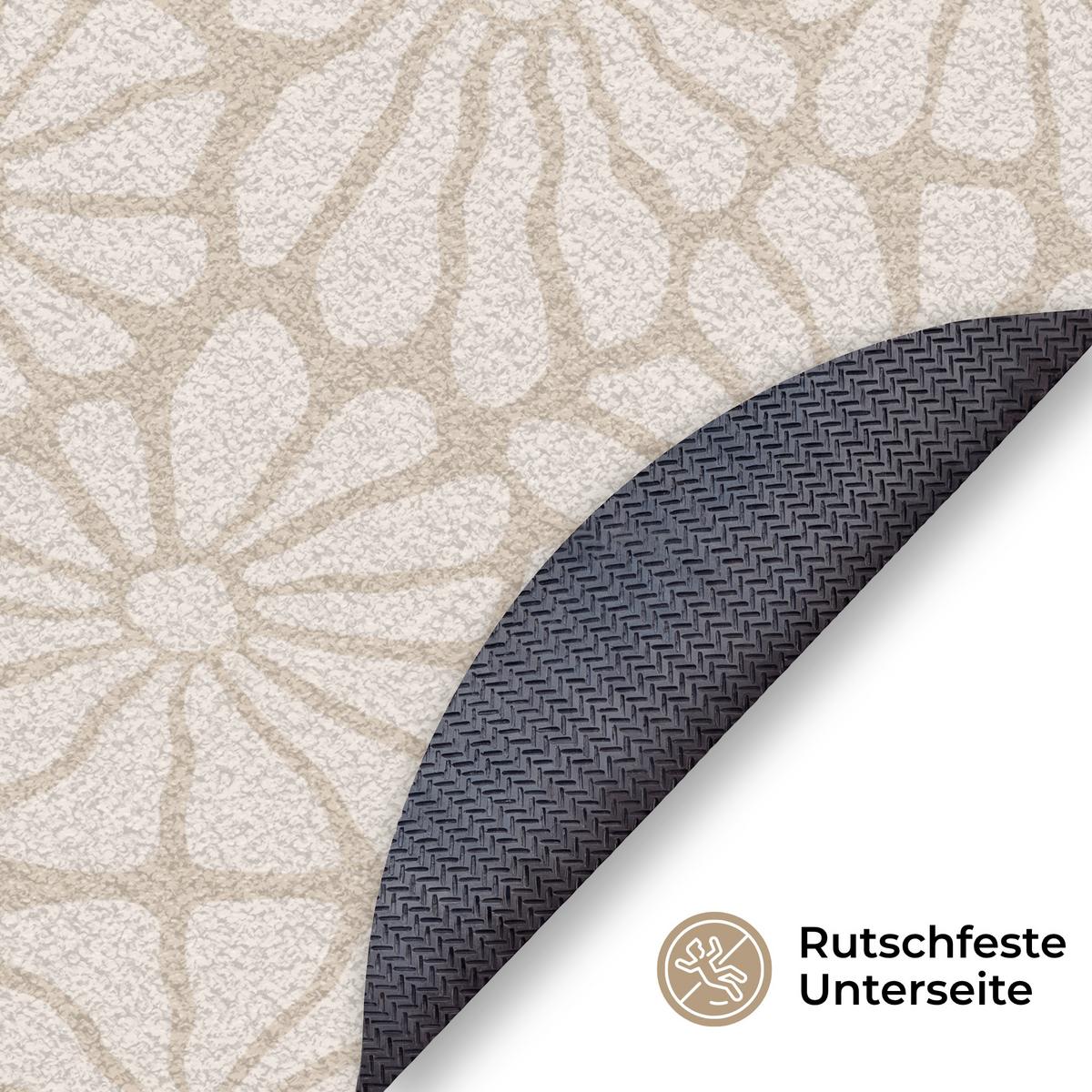 FUSSMATTE Floral - Druck - Beige - Braun - Minimalistisch Schmutzfangmatte 90x90 cm - Sandfarben, Kunststoff (90/0.4cm) - MuchoWow