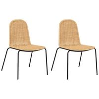 ESSZIMMERSTUHL 2er Set Rattan Naturfarben Roxton - Naturfarben, Naturmaterialen (56/85/54cm) - Beliani