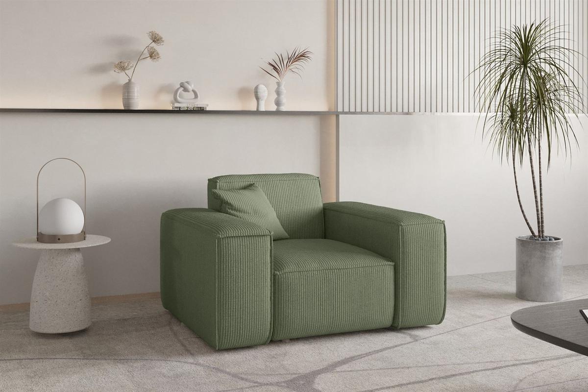SOFASET Celes Premium 3-1-1 Stoff Scala - Jadegrün, Holzwerkstoff/Textil (225/73/88cm) - Fun Möbel