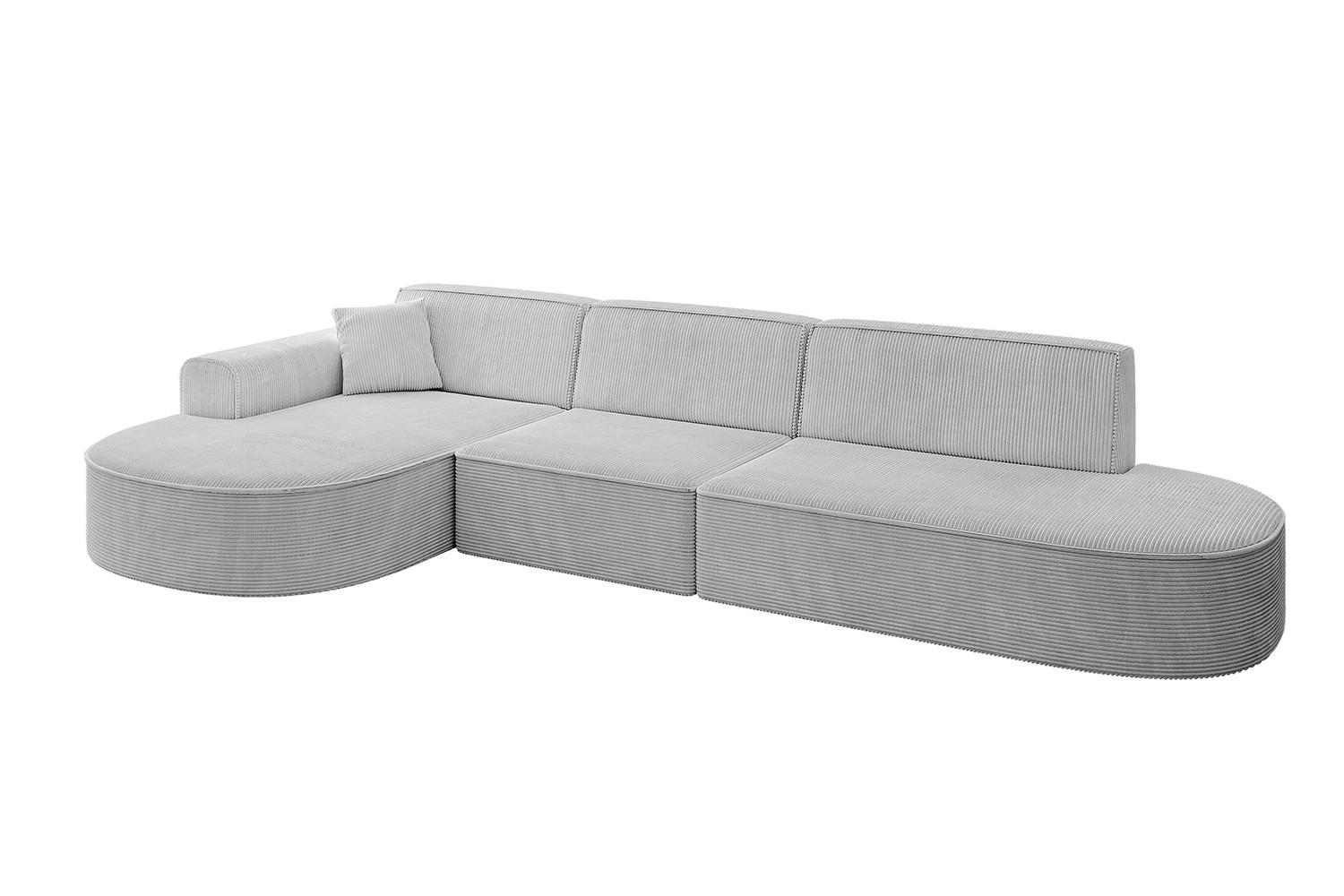 ECKSOFA Ottomane Links MARI-L2 - 328x171x79 cm Grau Cord - Schwarz/Grau, Holzwerkstoff/Kunststoff (171/321cm) - ALTDECOR
