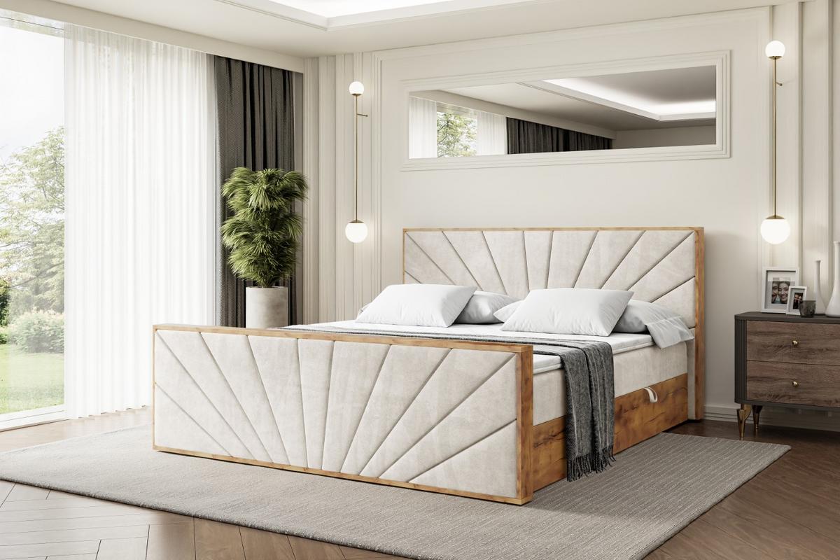 BOXBETT mit Matratze H4 und Lattenrost - LOLLI6-Z - 180x200 - Beige Casablanca - Beige, Holzwerkstoff (180/200cm) - ALTDECOR