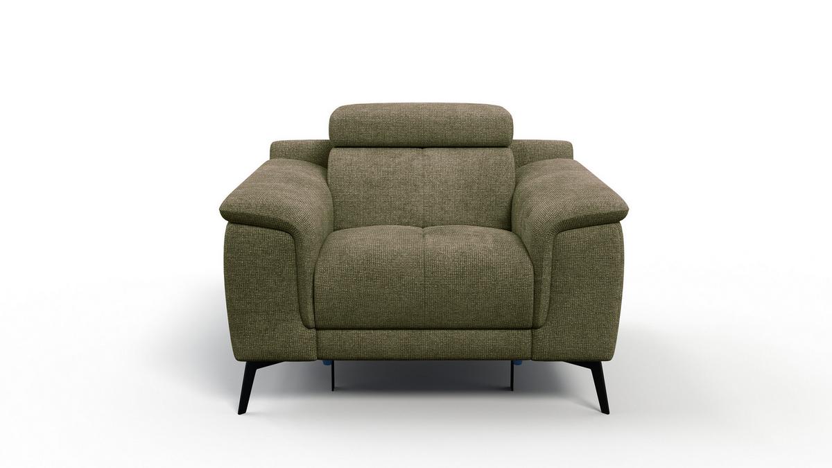 SESSEL FIERO mit Relaxfunktion, olivgrün - Schwarz/Olivgrün, Holzwerkstoff/Textil (114/82/103cm) - Wozimo
