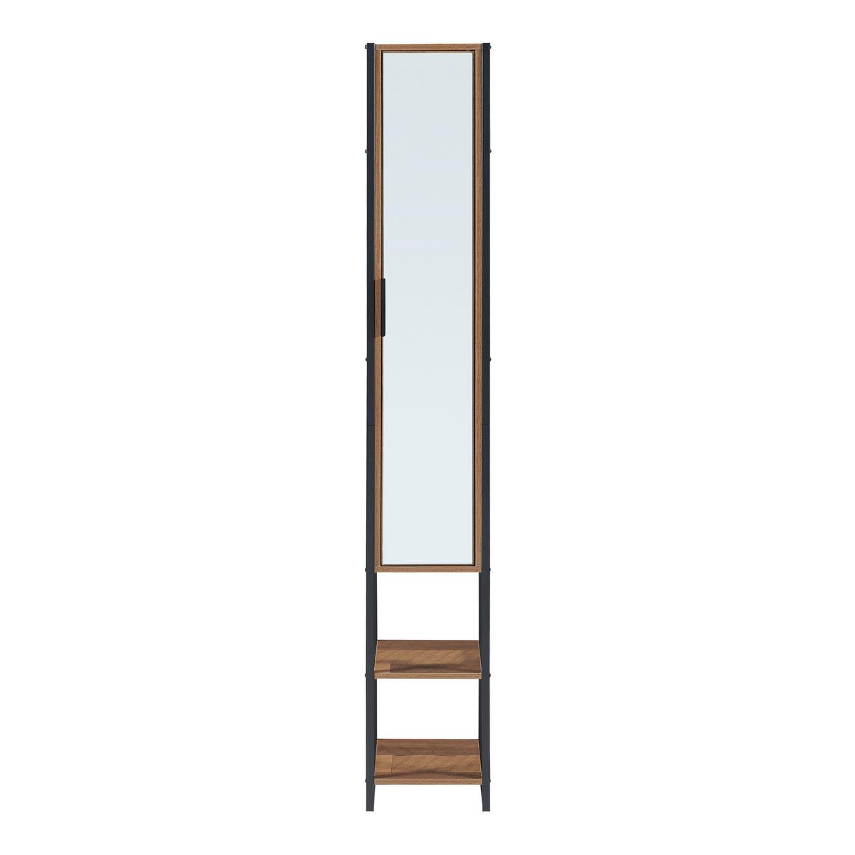 HOCHSCHRANK Namsskogan - Walnussfarben/Schwarz, Holzwerkstoff/Metall (24/160/30cm) - [en.casa]