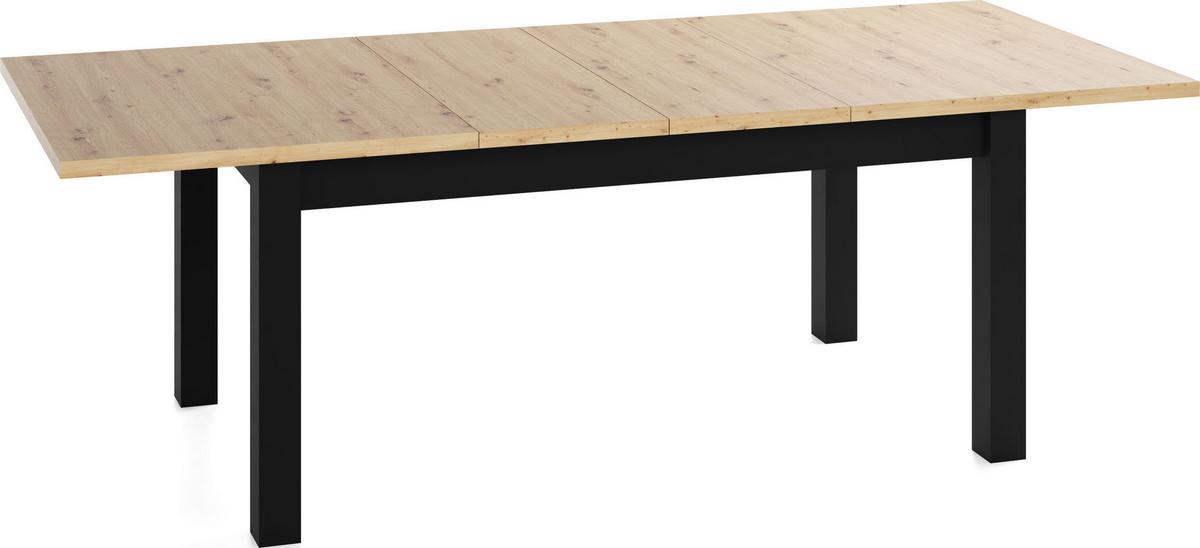 ESSTISCH Lindberg ausziehbar verlängerbar rechteckig, Eiche Artisan Hellbraun 200-300/100/77 cm - Schwarz/Eiche Artisan, Holz/Holzwerkstoff (100/300/76.5cm) - WFL GROUP