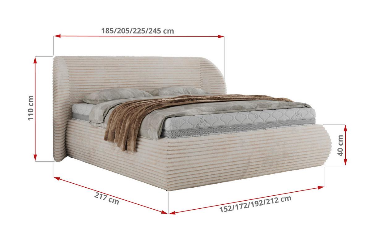 POLSTERBETT CAELA CLASSIC 140/200 - Beige Cord - Multipocket-Matratze - Beige, Textil (140/200cm) - MKS
