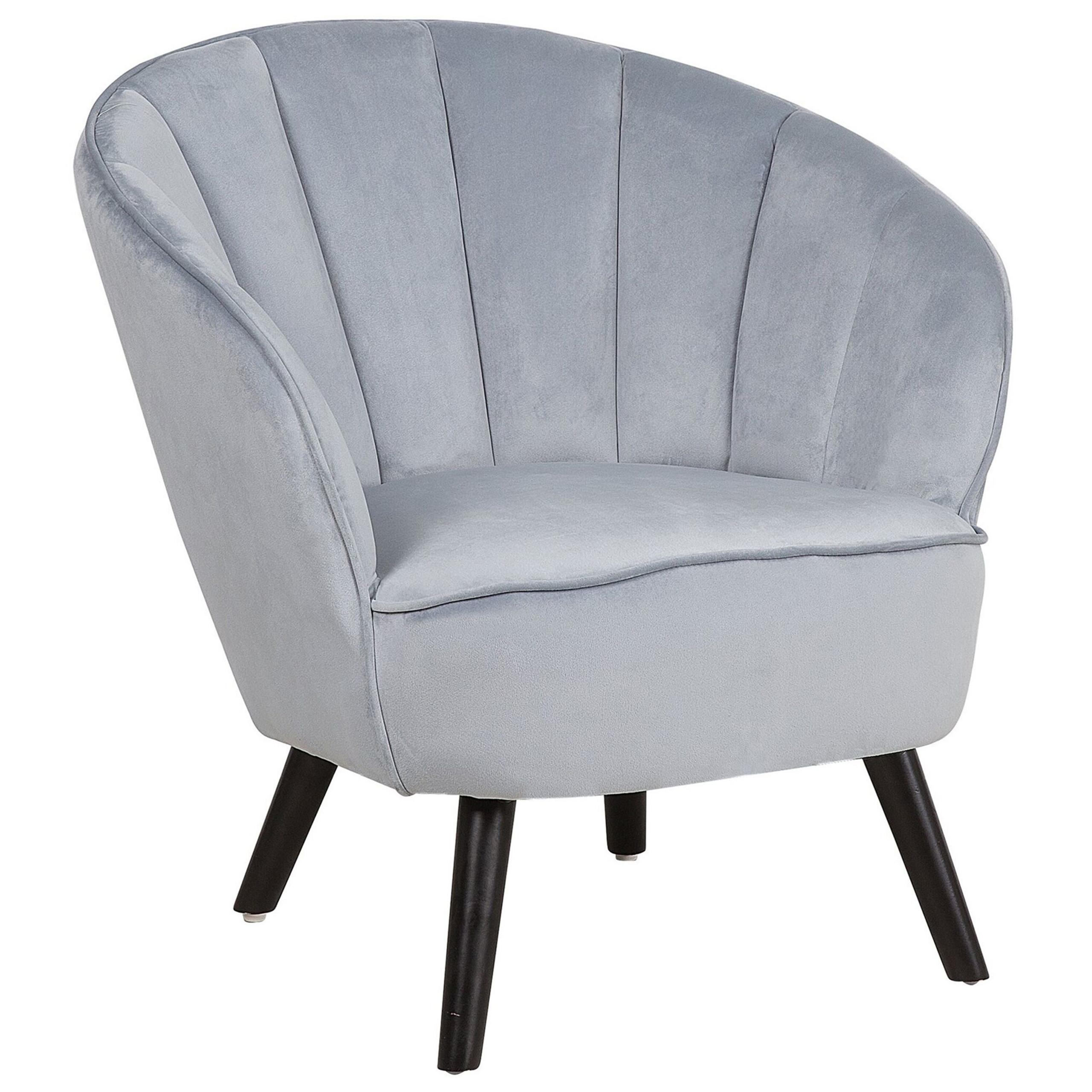 SESSEL Samtstoff Grau Dala - Grau, Holz/Textil (52/76/77cm) - Beliani