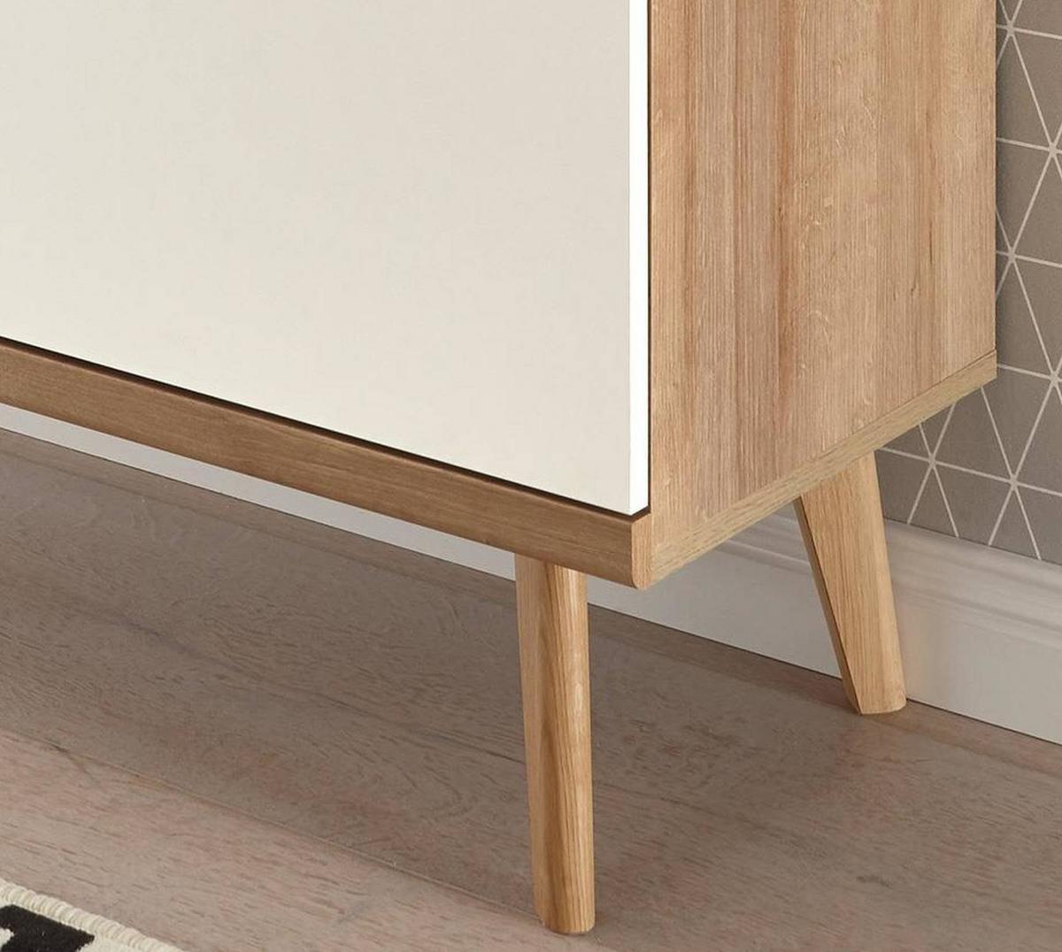 NACHTTISCH weiß, Eiche Riviera, Nachtkommode skandinavisch, 54 x 50 cm - Eichefarben/Weiß, Holz/Holzwerkstoff (40/50/54cm) - Furn.Design