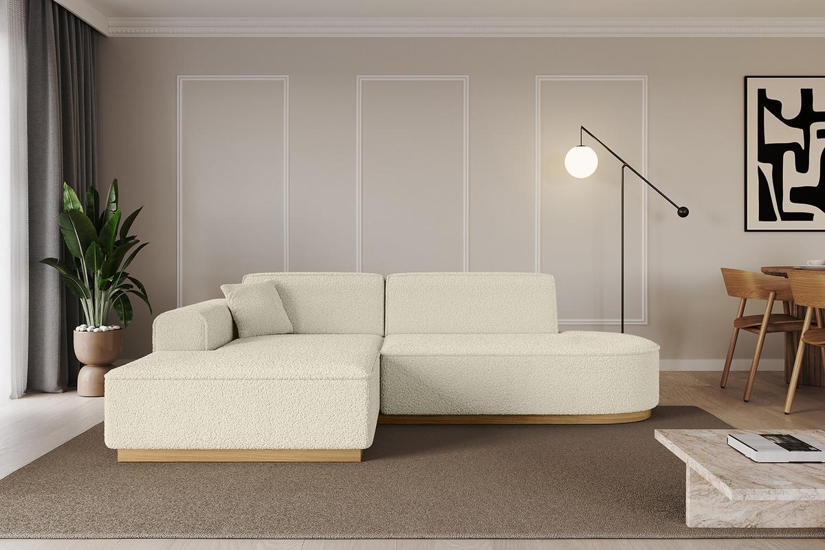 ECKSOFA Ottomane Links IREA-L1-v2 - 232x165x80 cm Beige - Hellbraun/Creme, Holzwerkstoff/Textil (232/165cm) - ALTDECOR