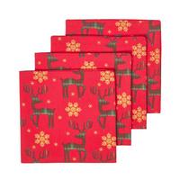 WEIHNACHTSSERVIETTEN Rentier, 4er-Set rote Stoffservietten 45/45 cm - Rot, Textil (45/45cm) - Homescapes