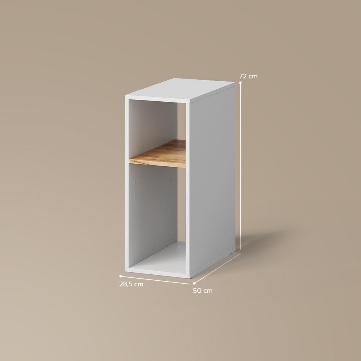 PC-SCHRANK Lorena Weiß/Goldkraft Eiche 28.5 x 72 cm mit 2 Fächern - Honigeiche/Weiß, Holzwerkstoff (28.5/72/50cm) - Livinity®