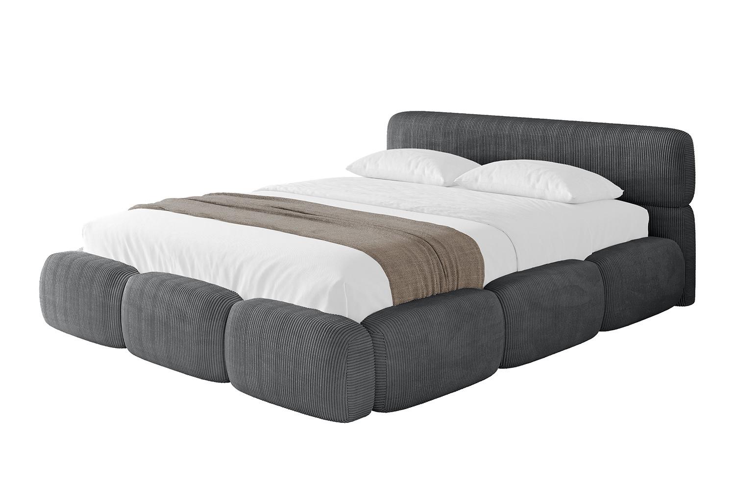 POLSTERBETT mit Bettkasten und Lattenrost, Bett mit Matratze H3/H4 - ELVA-v1 120x200 Dunkelgrau - Dunkelgrau, Holzwerkstoff/Textil (120/200cm) - ALTDECOR