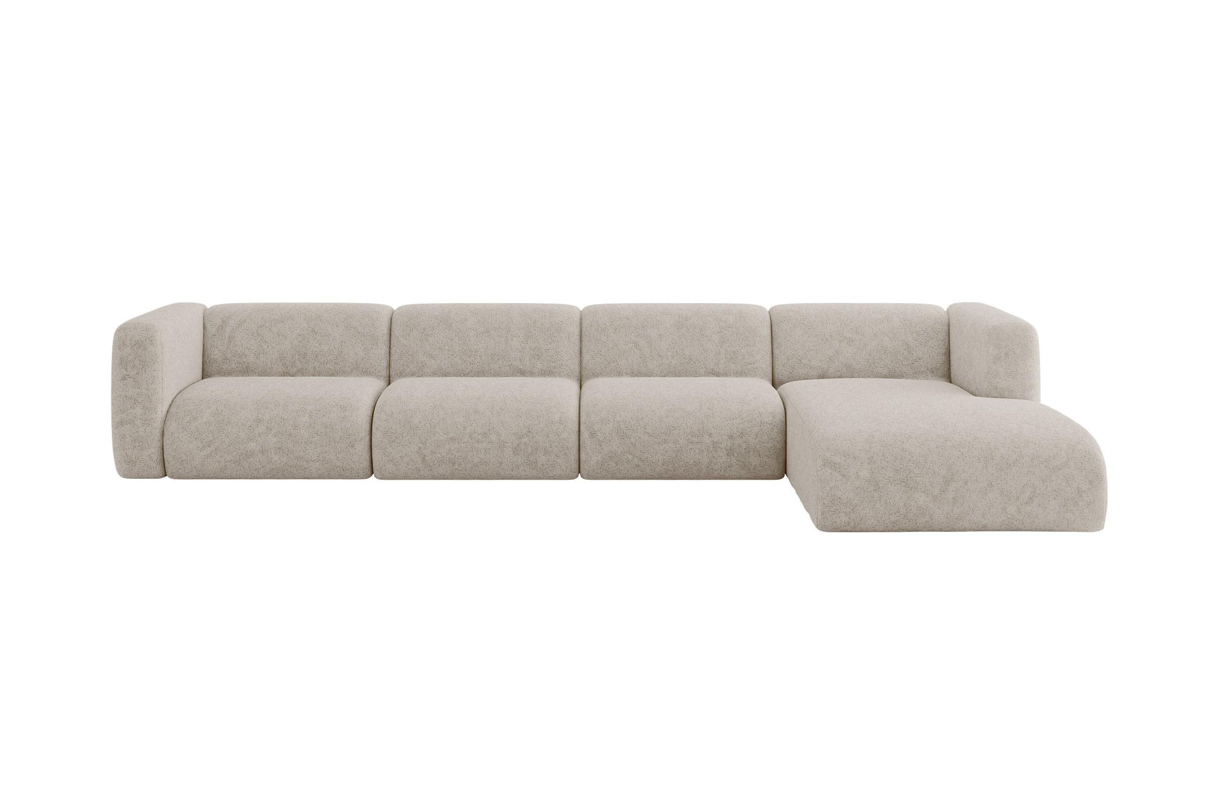 ECKSOFA Ottomane Rechts MIRA-L3 409x179x70 Beige Velours - Beige/Schwarz, Holzwerkstoff/Kunststoff (409/179cm) - ALTDECOR