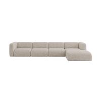 ECKSOFA Ottomane Rechts MIRA-L3 409x179x70 Beige Velours - Beige/Schwarz, Holzwerkstoff/Kunststoff (409/179cm) - ALTDECOR