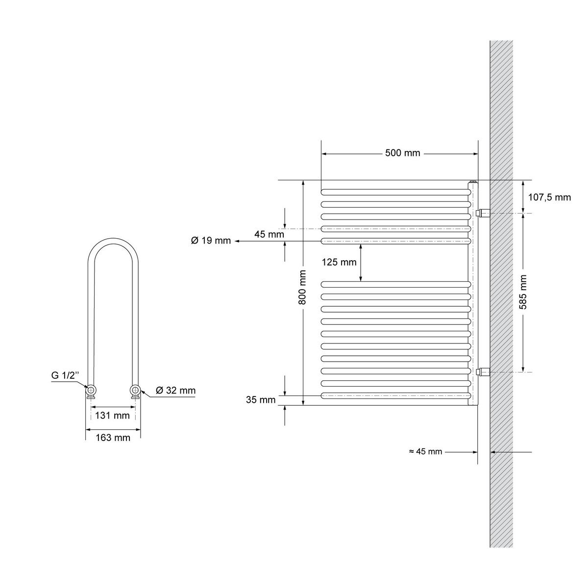 BADHEIZKÖRPER 500x800 mm Anthrazit - Anthrazit, Metall (50/80/16.3cm) - LuxeBath