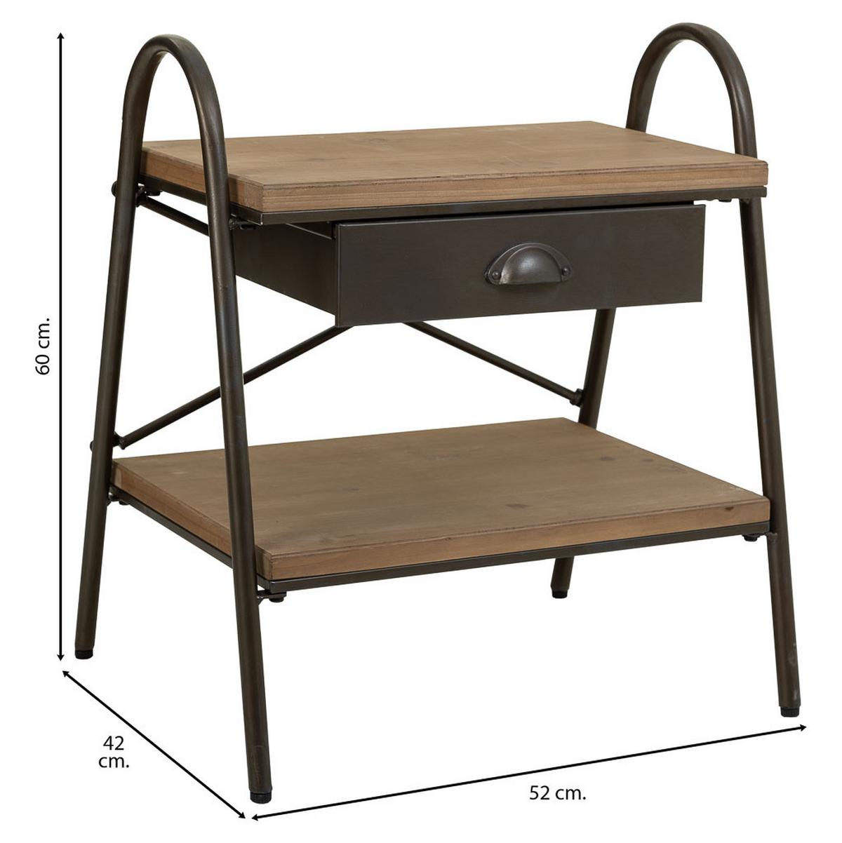 NACHTTISCH aus Metall und Holz, braun, 52x42x60cm - Braun, Holz (52/60/42cm) - Wanderlust