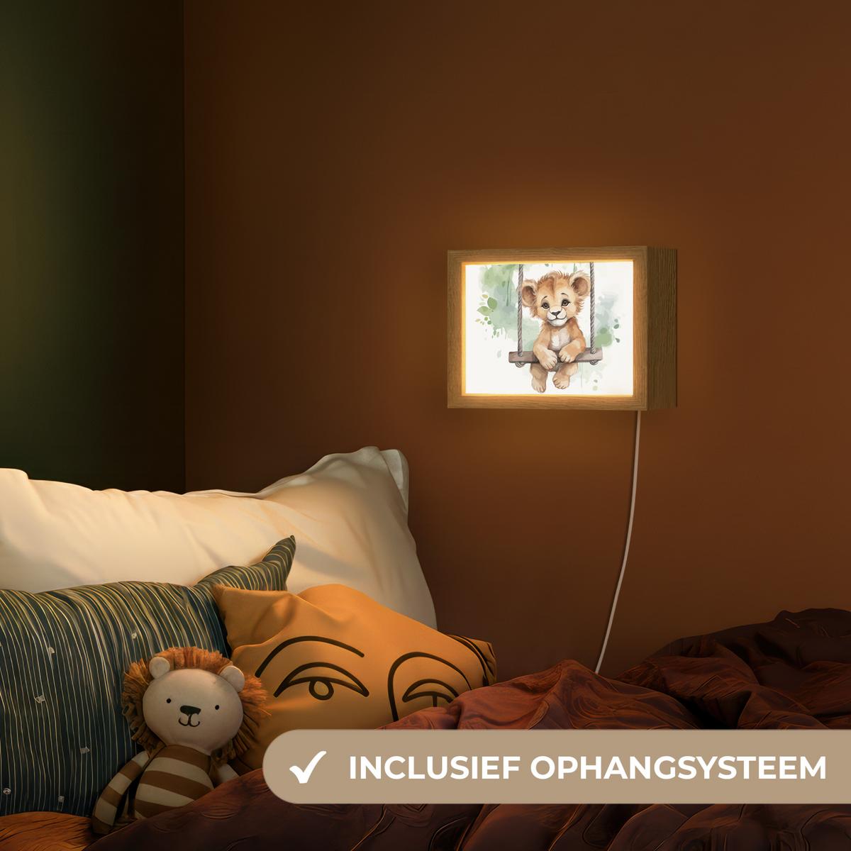 NACHTTISCHLAMPE Löwe - Tier - Kinder - Dschungel 20x15 cm - Weiß, Holzwerkstoff (8/20/15cm) - OnlyWow