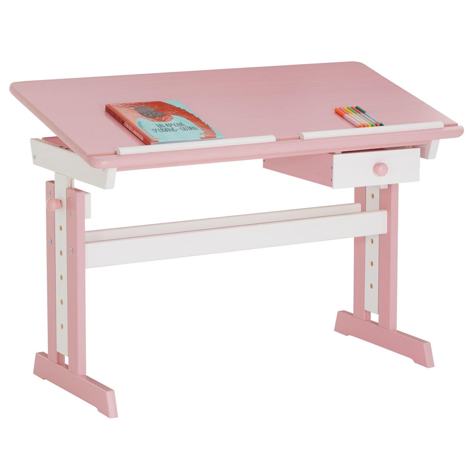 KINDERSCHREIBTISCH FLEXI - Weiß/Rosa, Holz (109/75/55cm) - IDIMEX