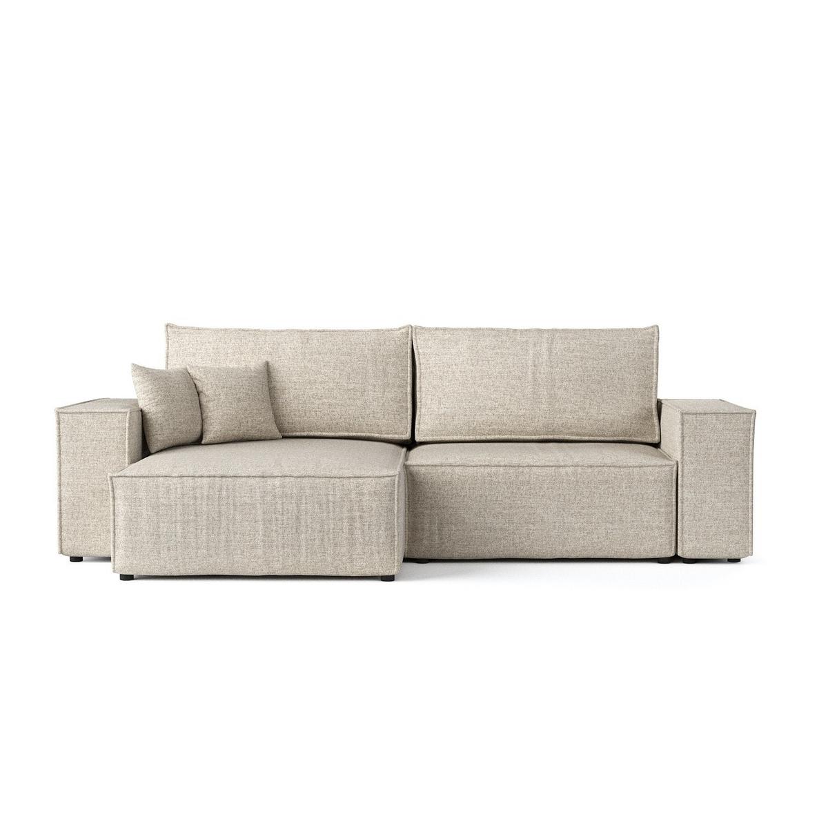 ECKSOFA CAVO mit Schlaffunktion Beige im City Stoff - Beige/Schwarz, Holz/Holzwerkstoff (255/148cm) - AltaBeds