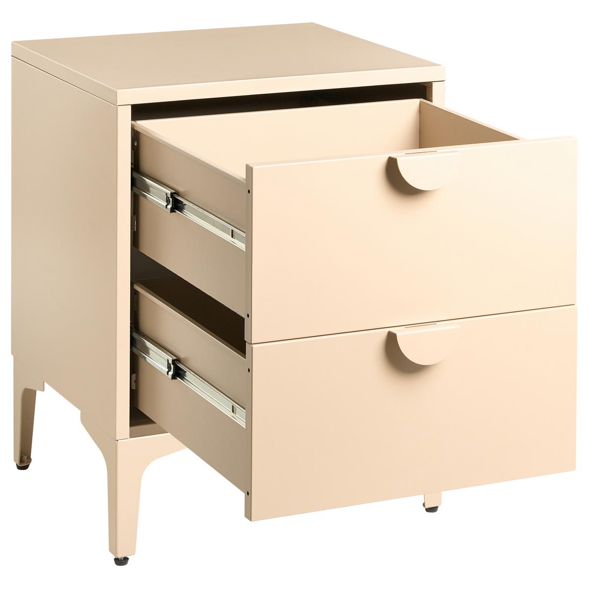 NACHTTISCH mit 2 Schubladen Metall Beige Ardura - Beige, Metall (45/60/40cm) - Beliani