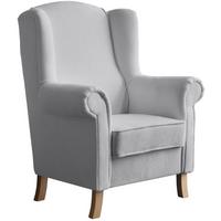 OHRENSESSEL Leonardo hellgrau boucle-stoff - Hellgrau, Holz/Textil (88/118/86cm) - Beautysofa