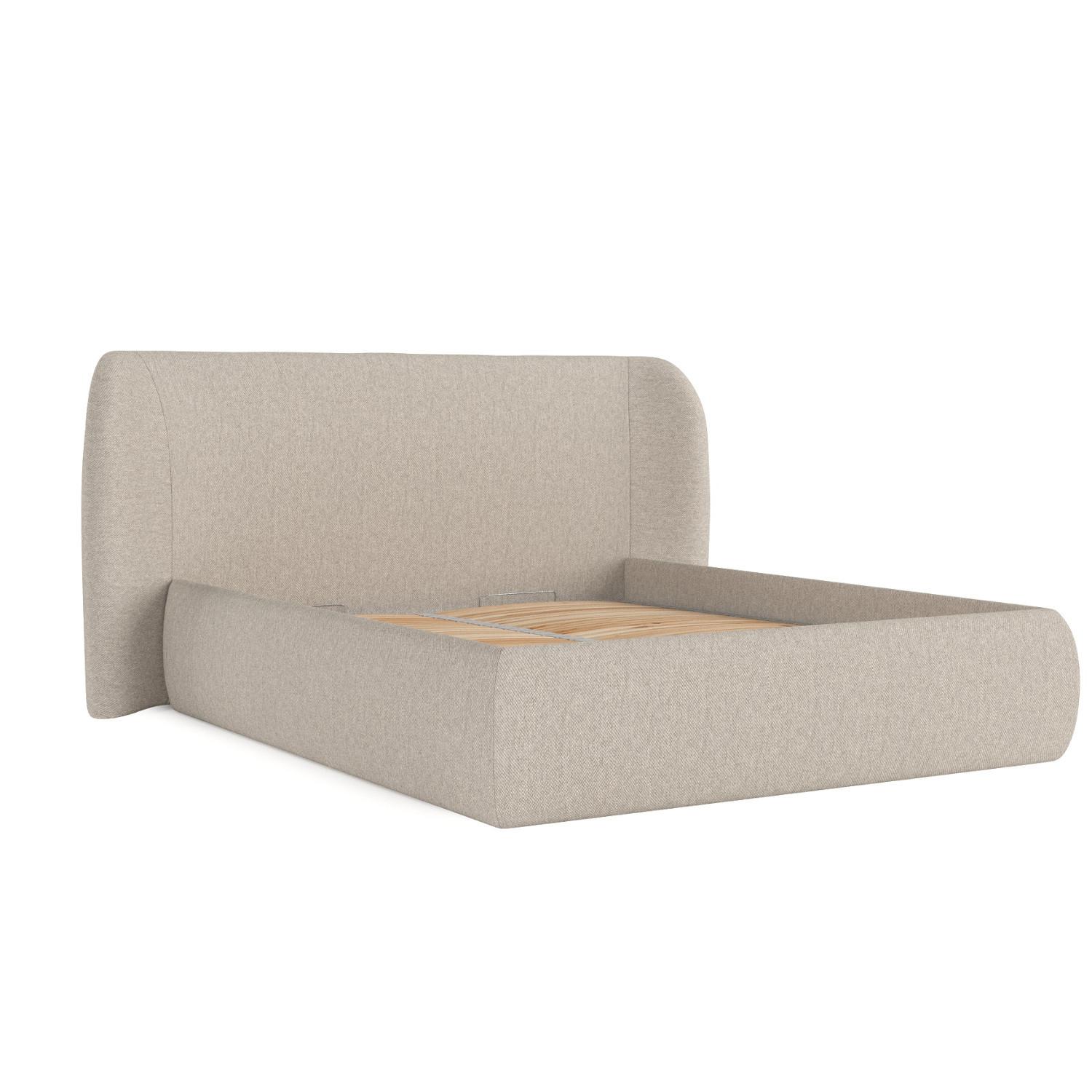 POLSTERBETT Bellano mit Stauraum 140/200 cm Hellbeige im Megan Stoff - Sandfarben/Schwarz, Holz/Holzwerkstoff (140/200cm) - AltaBeds