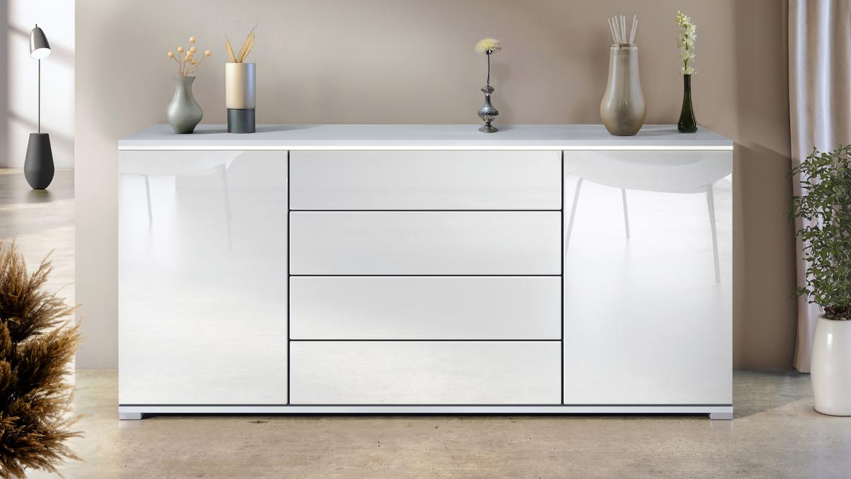SIDEBOARD Faro Weiß Hochglanz - Weiß Hochglanz, Holzwerkstoff (166.5/75.5/35cm) - Vladon