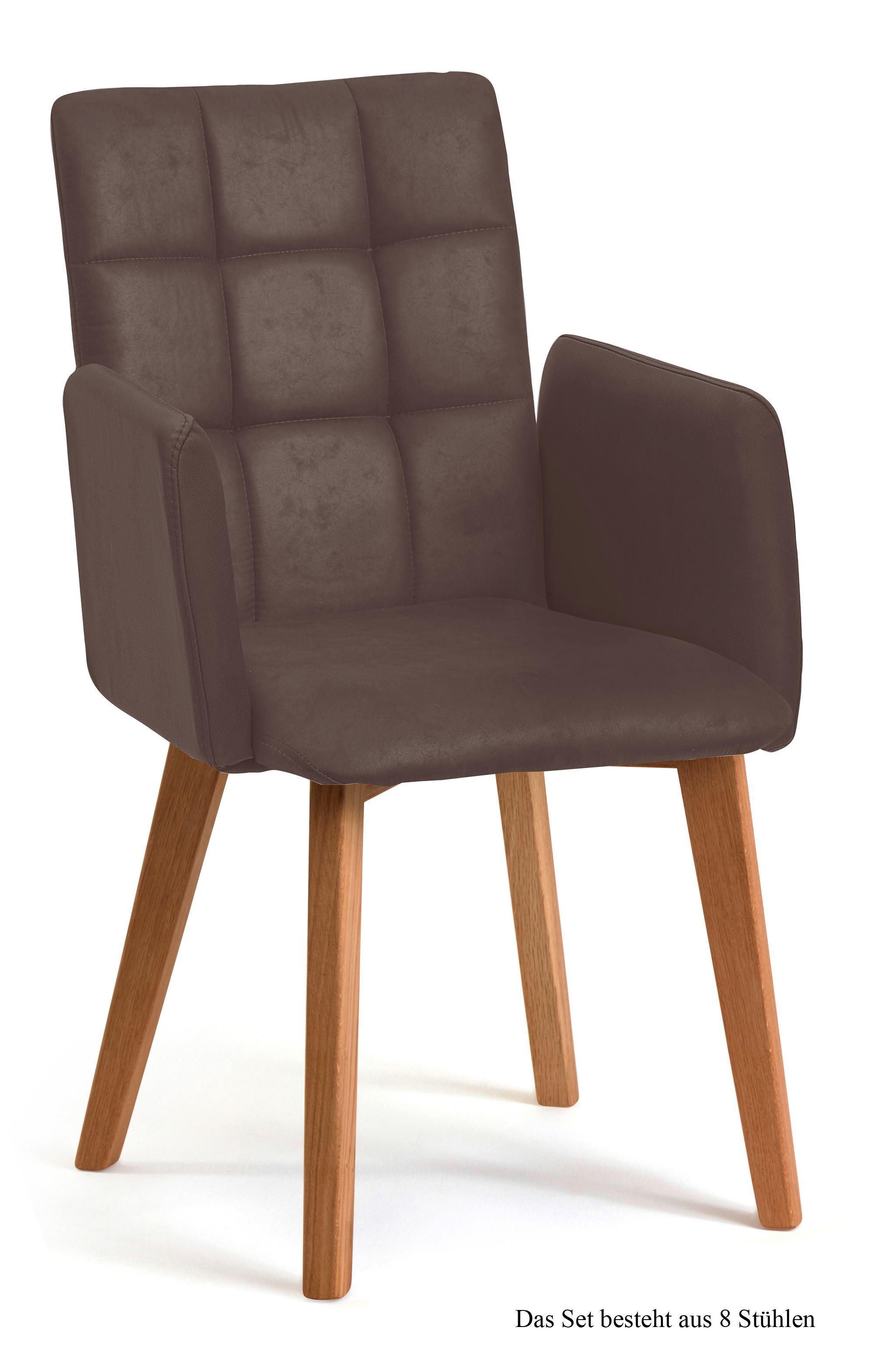 ARMLEHNSTUHL (8er-Set) Dareia 52x91x60 Eiche geölt/Braun - Eichefarben/Braun, Kunststoff (60/91/52cm) - 58aufmkessel